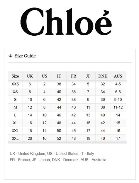 chloe sizes|chloe size guide.